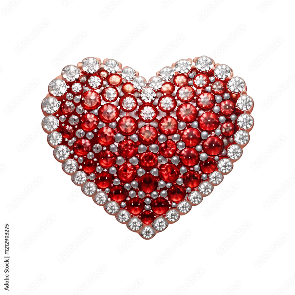 Red heart made of small diamonds on a light Red heart made of small diamonds on a light