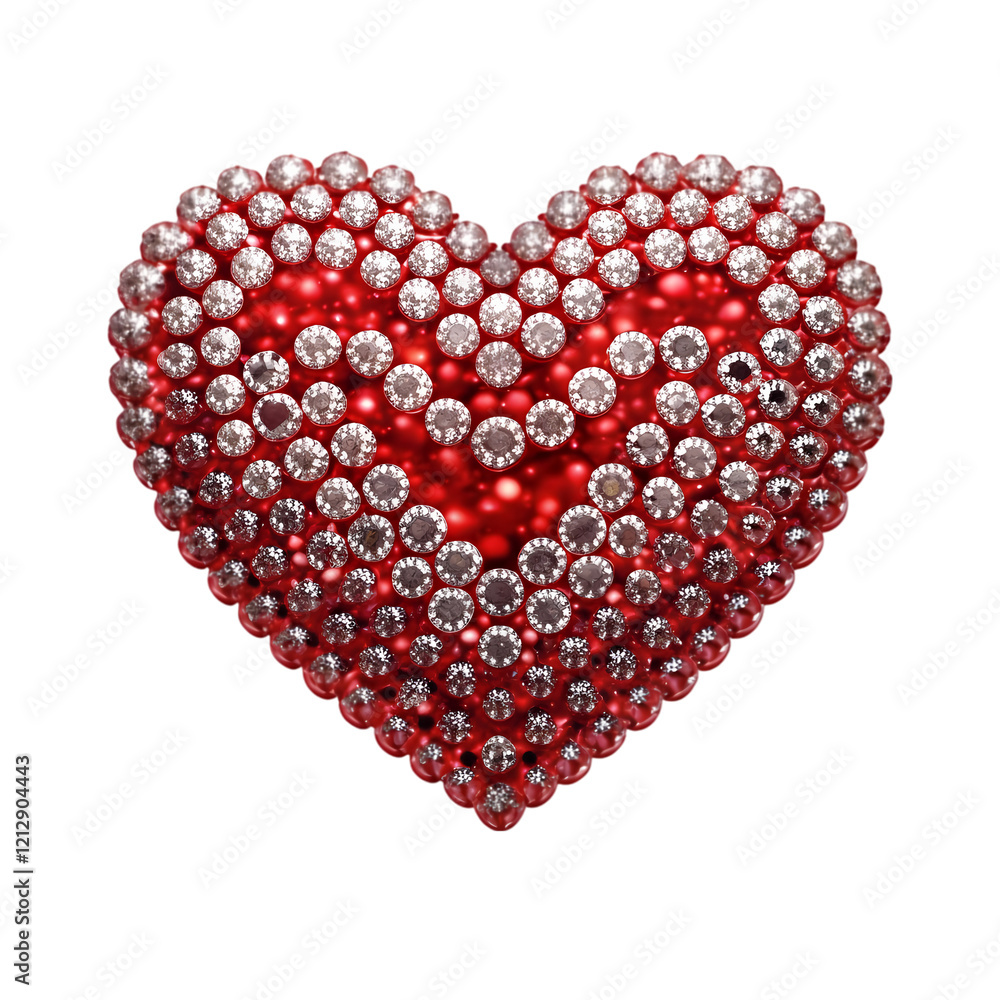 Red heart made of small diamonds on a light Red heart made of small diamonds on a light