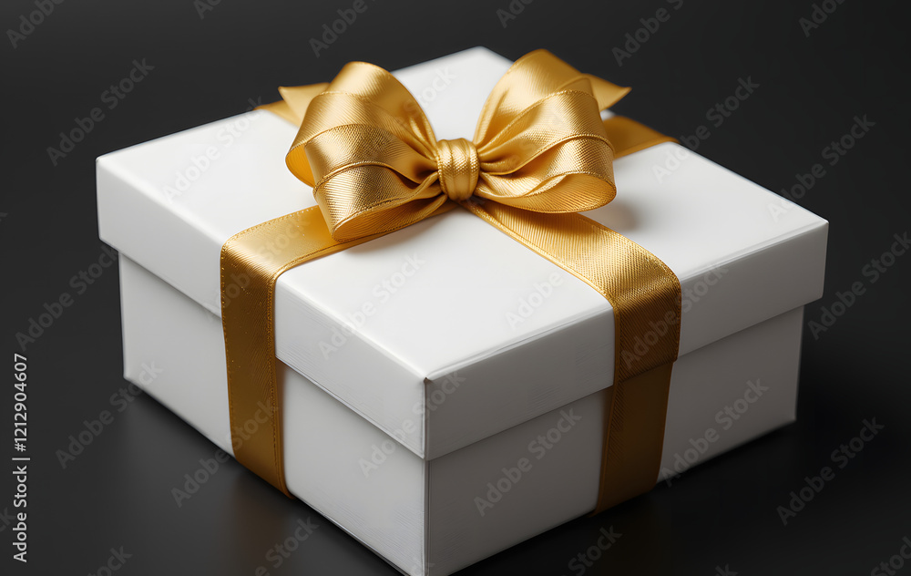 Obraz premium 金色のリボンの付いた白いギフトボックス