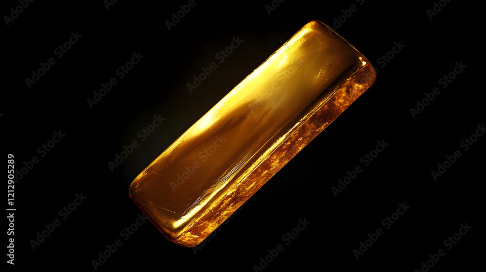 Photo of Large Floating Gold Bar on Black Background Photo of Large Floating Gold Bar on Black Background