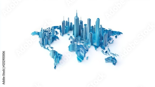 Wallpaper Mural Stylized blue city skyline on a world map representation. Torontodigital.ca