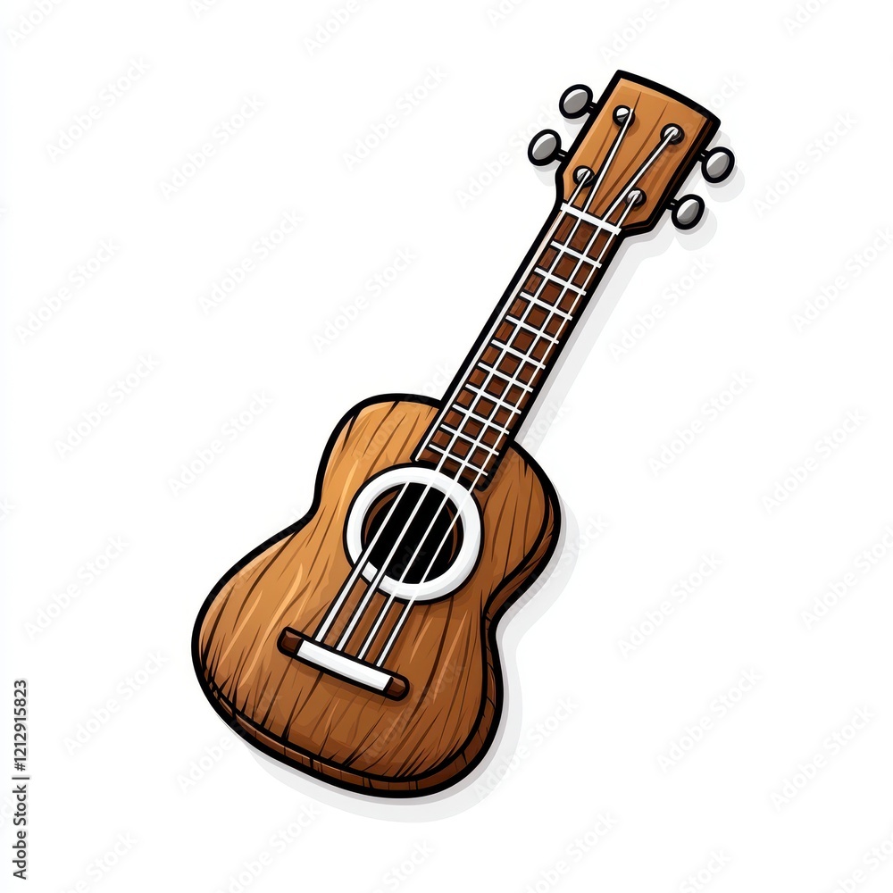 Fototapeta premium A vibrant and charming illustration of a wooden ukulele featuring a glossy finish and intricate details for music lovers