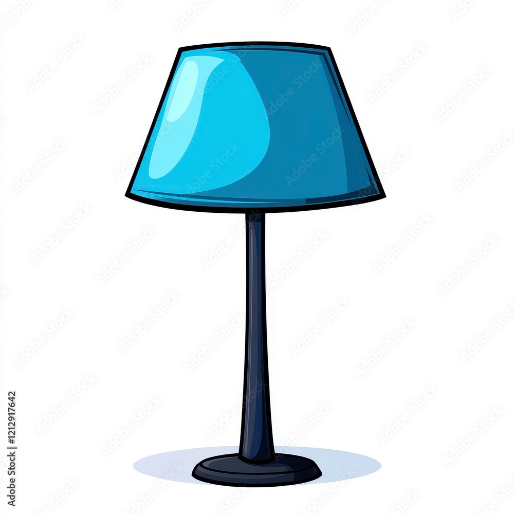 Fototapeta premium Stylish blue lamp with a smooth, glossy shade and sturdy black base, perfect for modern home decor and lighting solutions.