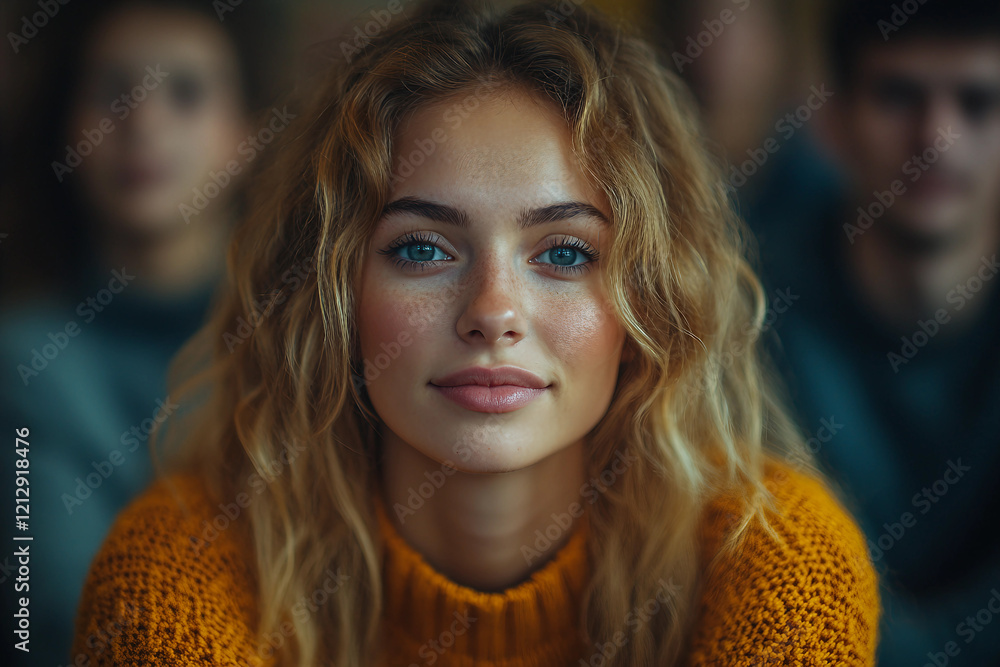 Generative AI portrait of supportive people in warm atmosphere, psychotherapy meeting club