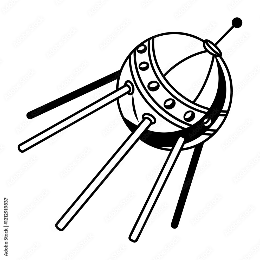 Φωτογραφία Space sputnik icon in drawing style