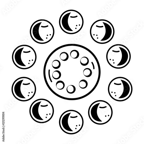 Moon phases icon in drawing style