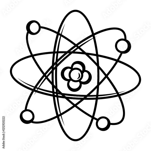 Atom particle icon in doodle style