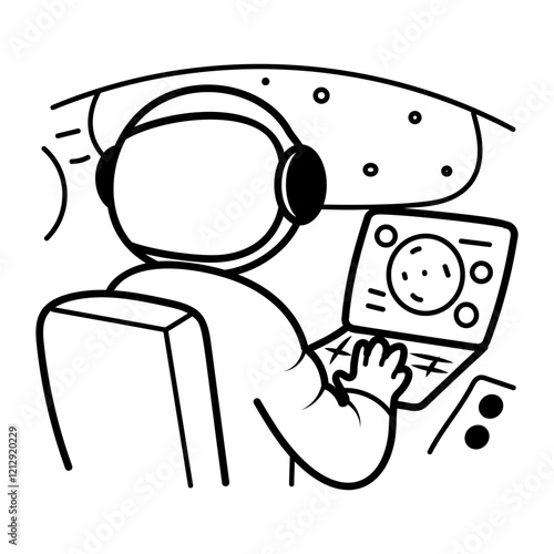 Space traveller icon in drawing style