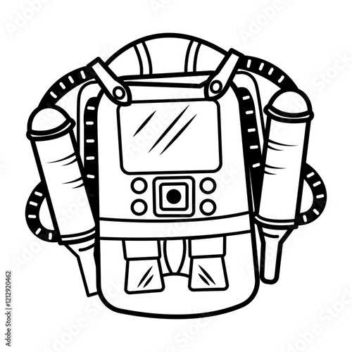 Space backpack icon in doodle style