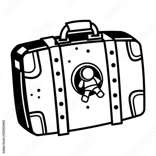 Space suitcase icon in doodle style