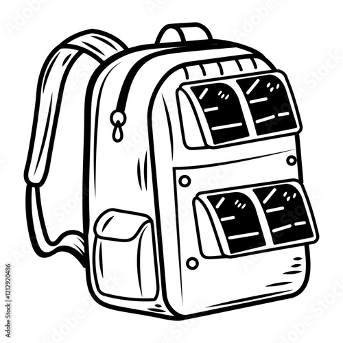 Solar backpack icon in doodle style