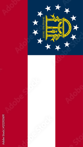 Vertical Flag of Georgia, USA, 9:16 Format, Vertical State of Georgia Flag, Vector Images