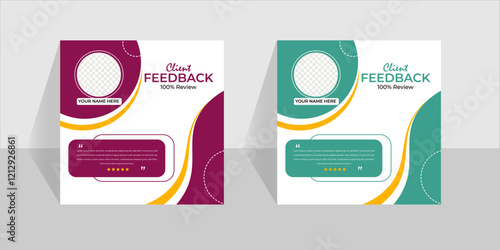 Modern  clean clear clients testimonial template or clients feedback review  best design with  organic shape