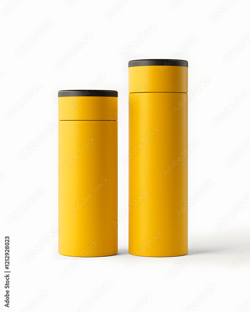 Bright yellow insulated containers ideal for keeping drinks hot or cold, perfect for outdoor adventures or daily use at home Bright yellow insulated containers ideal for keeping drinks hot or cold, perfect for outdoor adventures or daily use at home