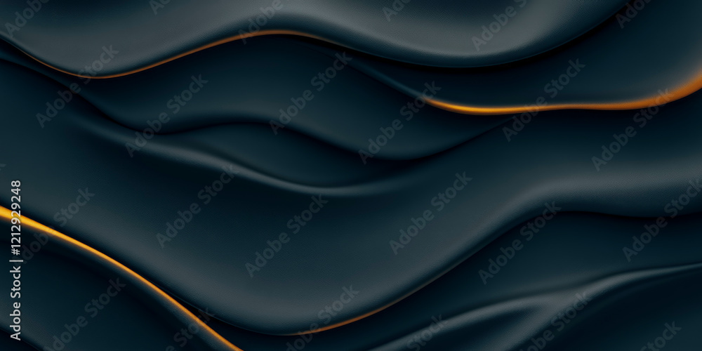 Fototapeta premium Abstract fluid waves with dark metallic and gold accents for modern design