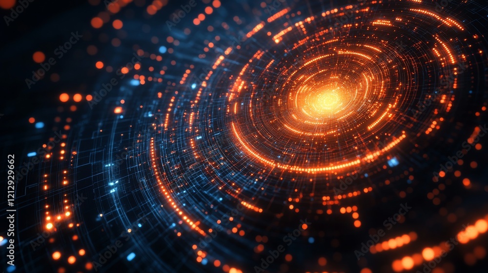 Abstract Digital Network Concentric Circles Glowing Lights Abstract Digital Network Concentric Circles Glowing Lights