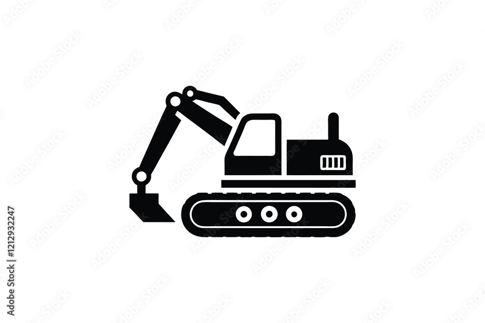 Construction excavator silhouette vector illustration isolated on a white background Construction excavator silhouette vector illustration isolated on a white background