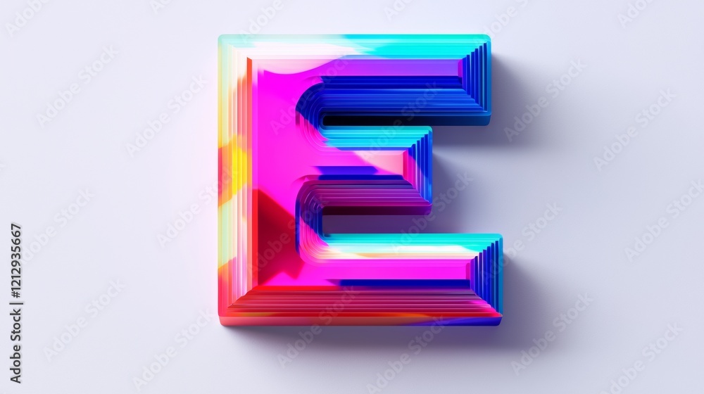 Bold and colorful 3D letter E designed with vibrant patterns and smooth textures Bold and colorful 3D letter E designed with vibrant patterns and smooth textures