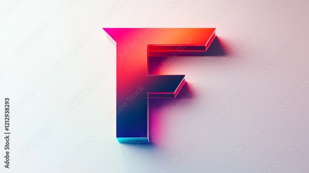 Colorful 3D letter F design featuring vibrant gradients and shadows for modern artistic appeal Colorful 3D letter F design featuring vibrant gradients and shadows for modern artistic appeal