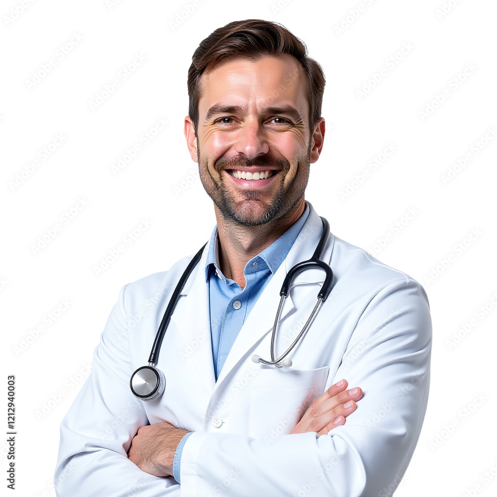 Portrait of male Doctor with Stethoscope Isolated on White Transparent PNG Portrait of male Doctor with Stethoscope Isolated on White Transparent PNG
