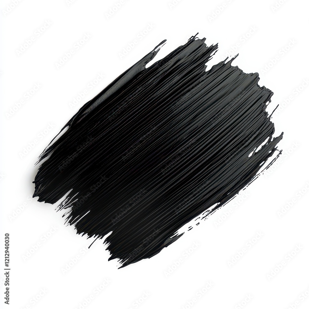 Smooth and glossy stroke of black paint on a clean white background, showcasing artistic texture and depth for creative applications. Smooth and glossy stroke of black paint on a clean white background, showcasing artistic texture and depth for creative applications.