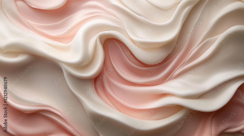 Elegant Draped Fabric in Soft Pink and Cream Hues Elegant Draped Fabric in Soft Pink and Cream Hues