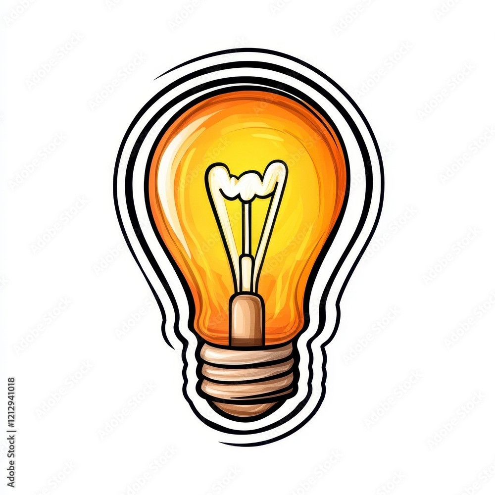 Vector illustration of a glowing light bulb with a bold outline showcasing vibrant colors and a creative design theme Vector illustration of a glowing light bulb with a bold outline showcasing vibrant colors and a creative design theme