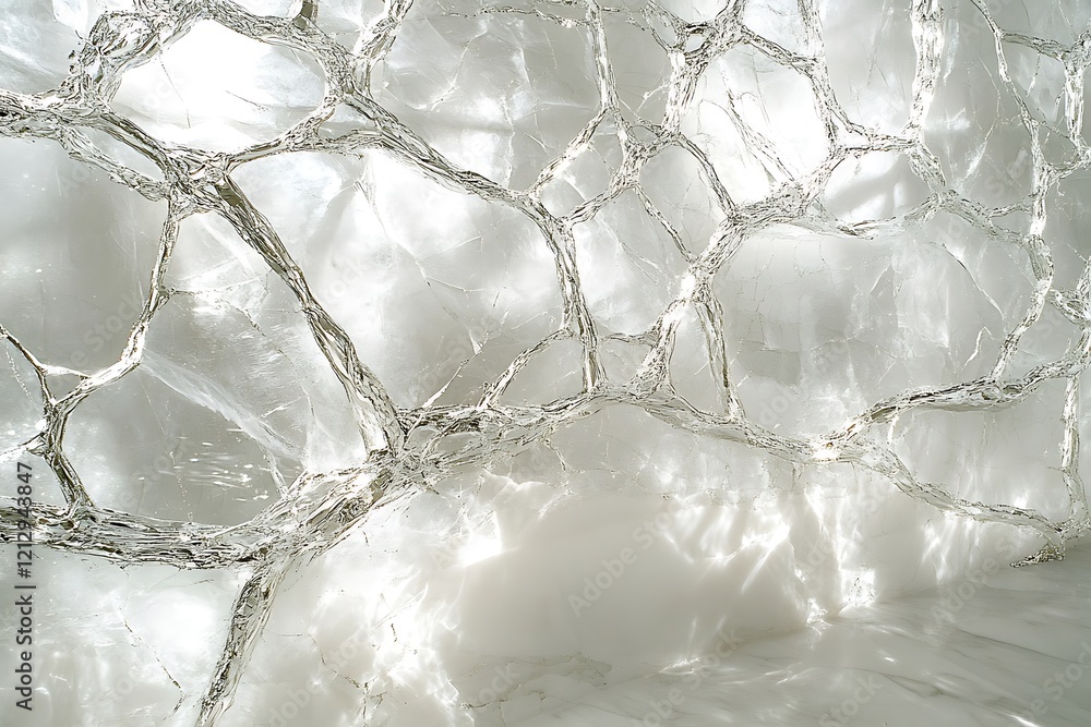Silver branches intertwine across a cracked white surface Silver branches intertwine across a cracked white surface
