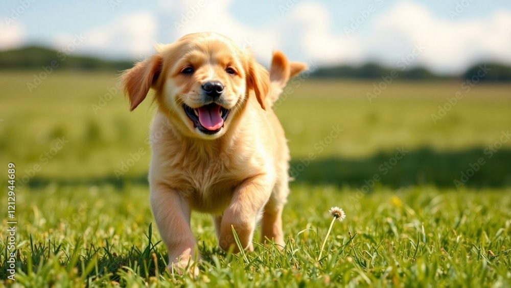 Adorable Dog Joyfully Running Outdoors Adorable Dog Joyfully Running Outdoors