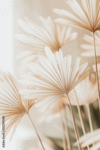 Close-up image of dry delicate palm leaves