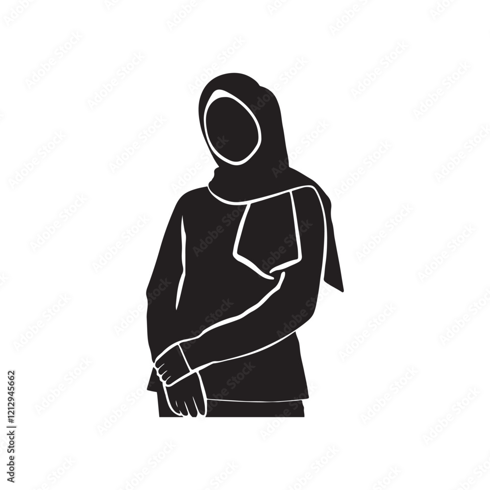 woman wearing hijab silhouette vector art illustration woman wearing hijab silhouette vector art illustration