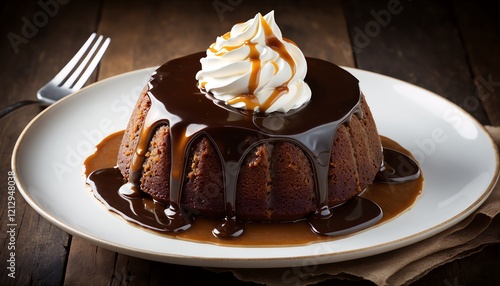 Rich Frosted Chocolate Cake with Whipped Cream