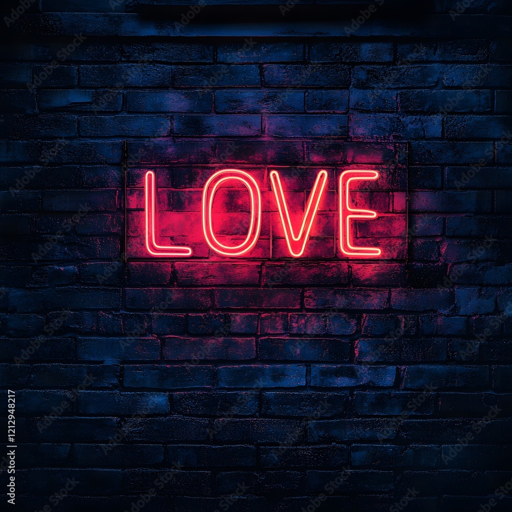 Obraz premium love sign on wall, neon sign, neon love sign