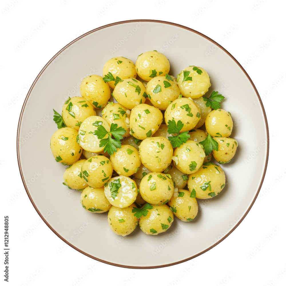 Argentine Potato Salad on a plate: potatoes, parsley, olive oil Argentine Potato Salad on a plate: potatoes, parsley, olive oil
