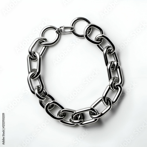 Metallic Chain Bracelet White Background photo