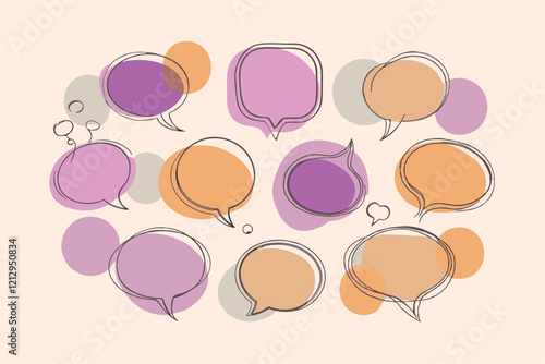 Speech bubbles in multiple colors and shapes. each separated with even distance 