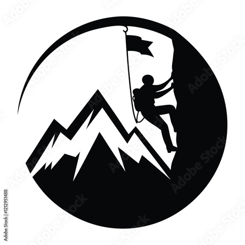 a silhouette of a climber scaling a steep rock