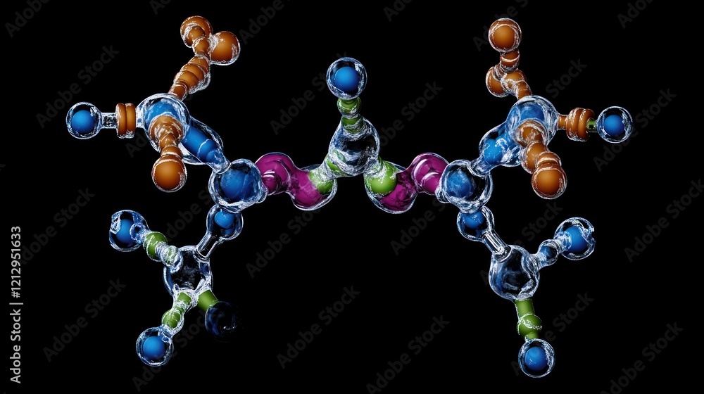 Vibrant Molecular Structure: A 3D Rendering of a Complex Compound Vibrant Molecular Structure: A 3D Rendering of a Complex Compound
