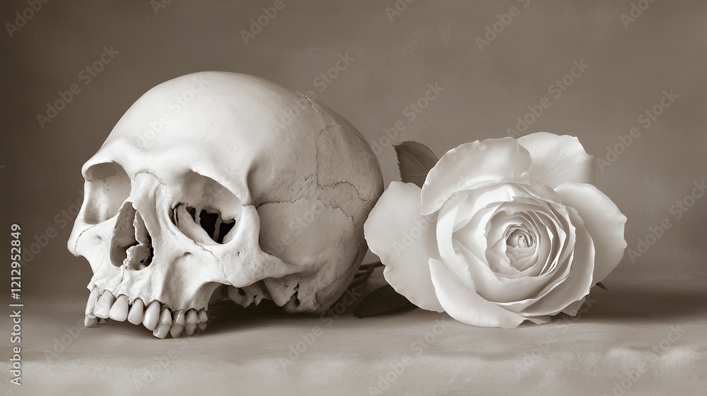 Memento Mori: A Still Life of a Skull and Rose Memento Mori: A Still Life of a Skull and Rose