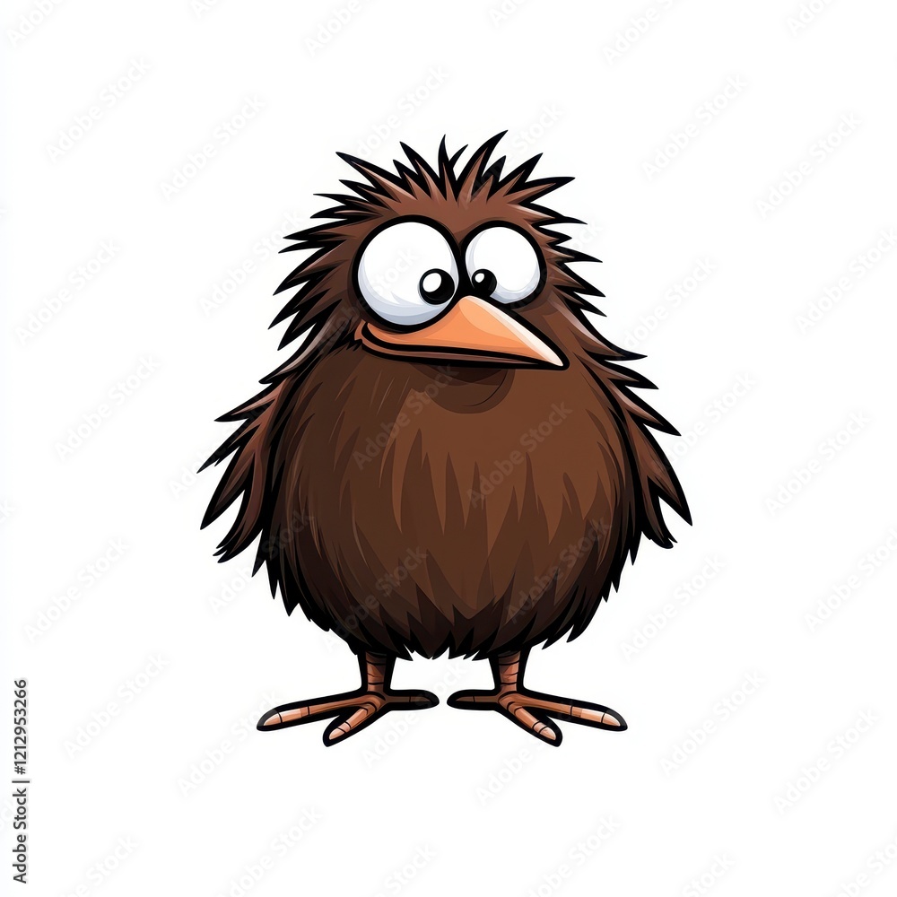 A cute cartoon character of a fluffy brown bird with large eyes and a quizzical expression, perfect for children's illustrations. A cute cartoon character of a fluffy brown bird with large eyes and a quizzical expression, perfect for children's illustrations.