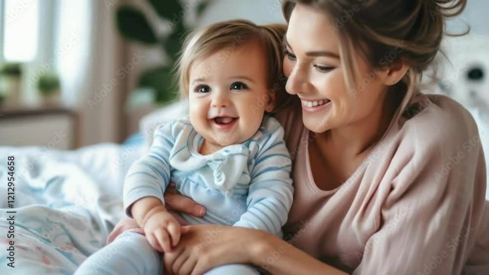Mother and baby smiling face Mother and baby smiling face
