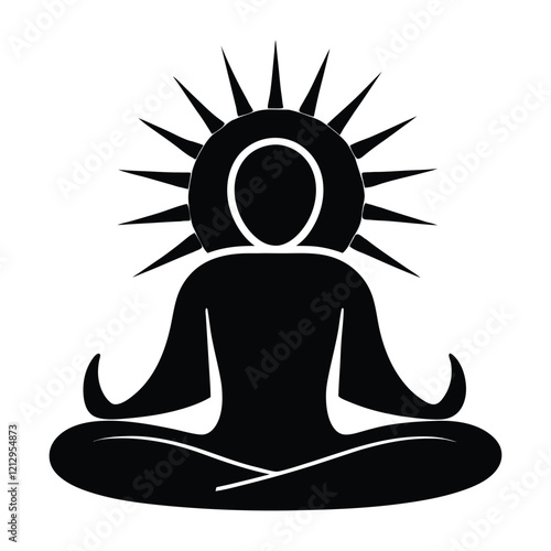  a logo with the silhouette of a figure meditating