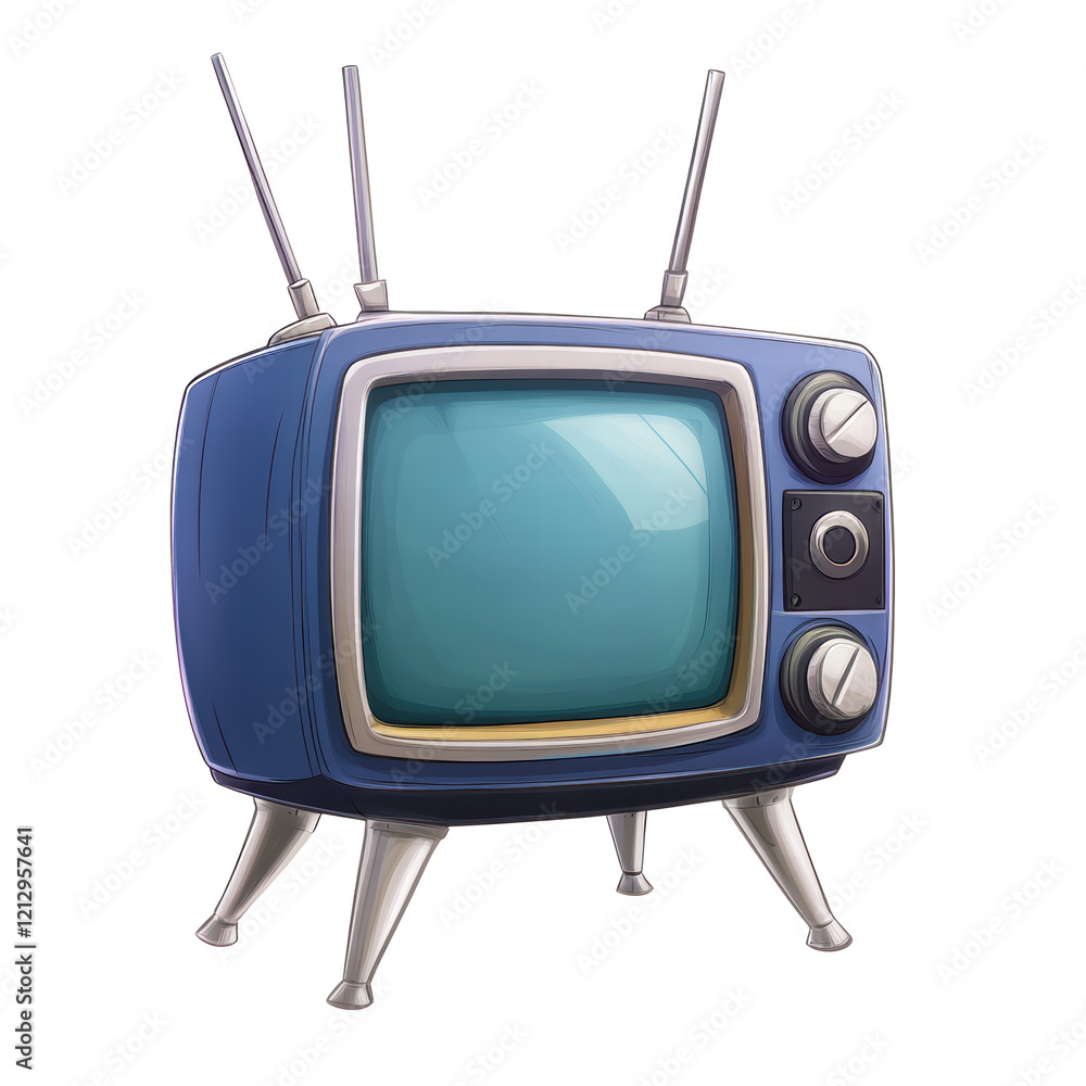 Isolated retro blue television Isolated retro blue television