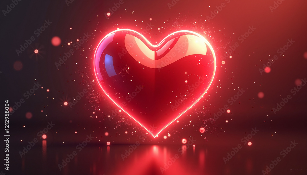 Glowing Red Neon Heart Sign in the Dark for Valentine's Day Romance Glowing Red Neon Heart Sign in the Dark for Valentine's Day Romance