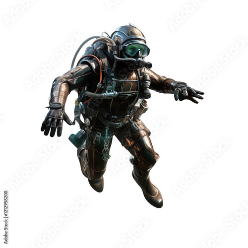 a person in a diving suit ,isolated on transparent background.