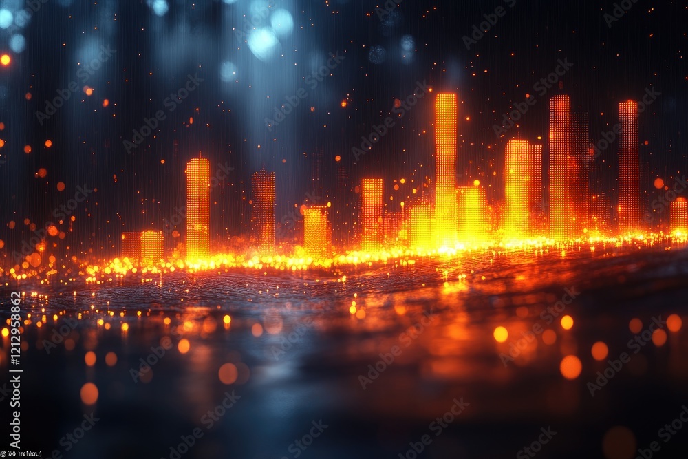 Digital Cityscape: Glowing Towers Reflecting on Water, Abstract Urban Nightscape, Futuristic City at Night, Illuminated Buildings, Sparkling Lights, City Lights, Night Cityscape, Urban Fantasy Digital Cityscape: Glowing Towers Reflecting on Water, Abstract Urban Nightscape, Futuristic City at Night, Illuminated Buildings, Sparkling Lights, City Lights, Night Cityscape, Urban Fantasy