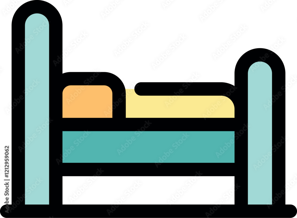 Empty bed with pillow and blanket representing a place for rest, relaxation, and sleep Empty bed with pillow and blanket representing a place for rest, relaxation, and sleep