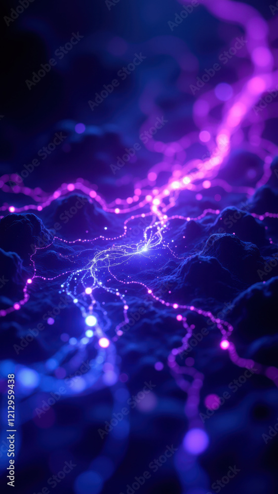 Gamma AI with purple lightning striking through black background. Gamma AI with purple lightning striking through black background.