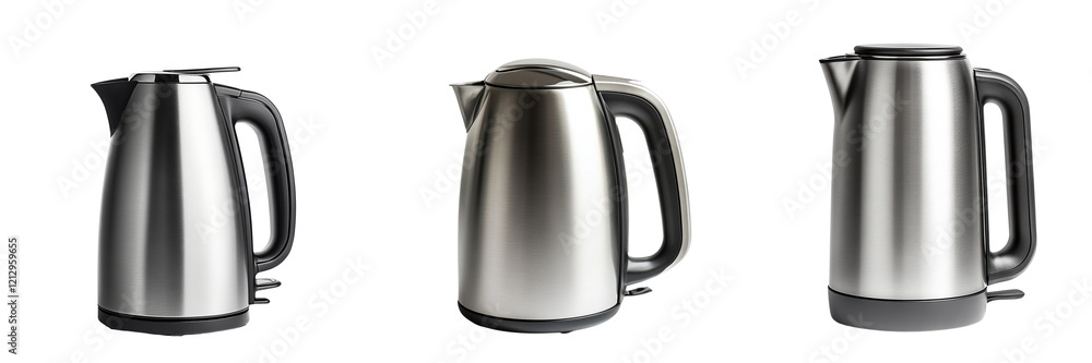 A Set of Premium Sleek Electric Kettle with Brushed Stainless Steel Isolated on transparent Background A Set of Premium Sleek Electric Kettle with Brushed Stainless Steel Isolated on transparent Background