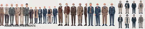 vector set of grandfather characters wearing suits